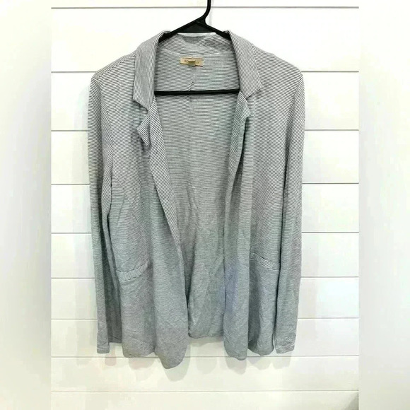 Bordeaux Jackets & Blazers - Anthropologie Bordeaux Open Front Striped Jersey Blazer Jacket Long Sleeve Small